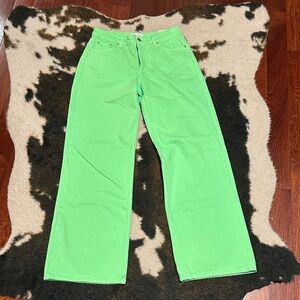 Zara super wide leg green jean